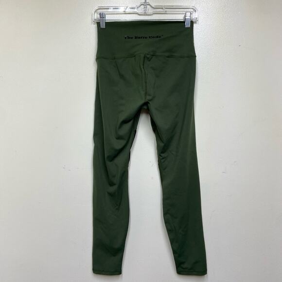 The Barre Code Army Green Leggings Black Mesh Knee - Picture 4 of 5